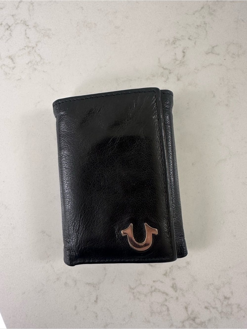 True Religion Sway Trifold Leather Wallet Black TR201014